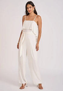 Macacao Zinco Reto Com Babado Off White