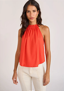 Blusa Zinco Frente Única Cava Francesa Amarração Cóstas Vermelho