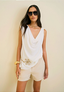BLUSA DECOTE DEGAGE SEM MANGA DETALHE OMBRO