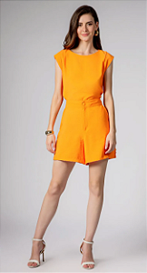 Shorts Maria.Valentina Linha A Detalhe Lateral Laranja
