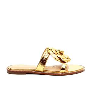 Rasteira couro Dourada cecconello