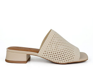 Tamanco Camilla Salto Bloco Valentina Flats Creme