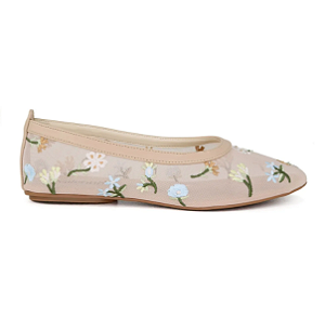 Sapatilha Renata Bordada Valentina Flats Bege