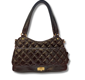BOLSA GLOSS COURO PRETA