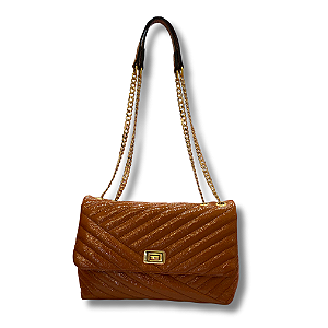 BOLSA GLOSS COURO VERNIZ MARROM