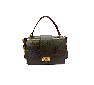 BOLSA GLOSS COURO PRETA