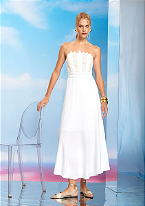 Vestido Longo Haes de Linho Branco Feminino