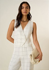 Colete Cropped Morena Rosa Decote Transpassado Branco