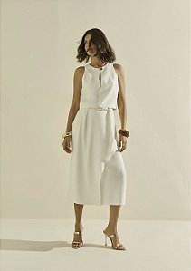 Saia Morena Rosa Evasê Alta Midi Off White