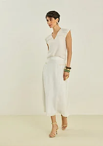 Saia Maria.Valentina Evasê Midi Off White