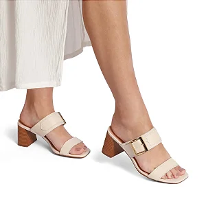 Tamanco Off White Couro Salto 6,4cm Giulia Domna