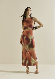 Vestido Morena Rosa Ajustado Midi Sem Manga