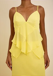 Regata Zinco Solta Decote V Amarela Leve