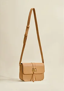 Bolsa Satchel Morena Rosa Bege com Metal
