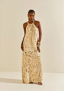 Vestido Morena Rosa Longo Decote V Off White