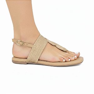 Sandália Rasteira Bordada Valentina Flats Creme