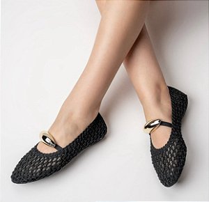 Sapatilha Valentina Tramada Preta Confortável