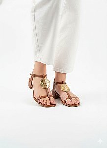 Sandália Salto Baixo Caramelo Lacore