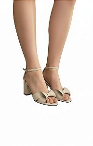 Sandália Salto Bloco Off white Lacore Couro