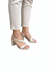 Sandália Salto Bloco Off White Lacore Couro