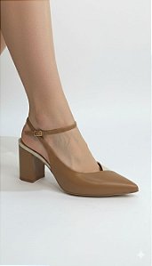 Slingback Salto Bloco Couro Feminino Lacore