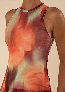 Regata Morena Rosa Ajustada Estampa Floral