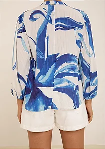 Blusa Maria.Valentina Manga Longa Azul