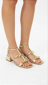 Sandália Salto Baixo Dourada Cecconello