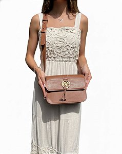 Bolsa Satchel Morena Rosa Caramelo com Metal