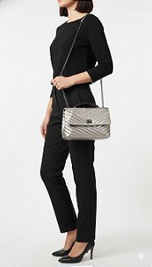Bolsa Metalizada Gloss Alça Dupla Couro