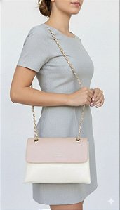 Bolsa Média Couro Correntes Douradas Scamboo