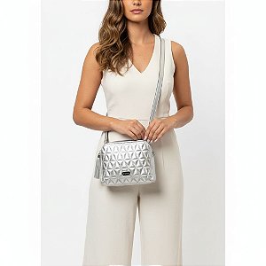 Bolsa Couro Prata Gloss Pequena