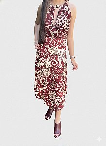 Saia Midi Estampada Morena Rosa