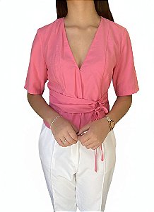 Blusa Transpassada Rosa Zinco Feminina