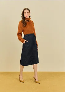 Saia Jeans Maria.Valentina Reta Midi Alta