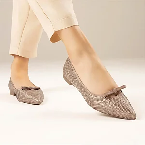 Sapatilha Bordada Paetê Valentina Nude