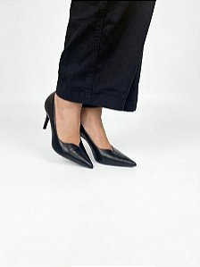 Scarpin Arezzo Preto Couro Salto Médio 8cm