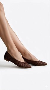 Sapatilha Tramada Valentina Marrom Confortável