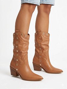 Bota Cano Médio Couro Caramelo Cecconello