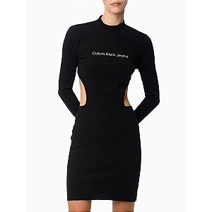 VESTIDO CANELADO CALVIN KLEIN PRETO CF20C3OVM27509