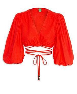 BLUSA AMARRAÇÃO COM MANGA VERMELHA FARM 304470