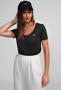 CAMISETA PRETO LACOSTE LOGO BORDADO PRETA TF142323