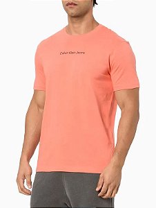 CAMISETA CALVIN KLEIN JEANS LOGO CENTRALIZADO LARANJA CKJM106
