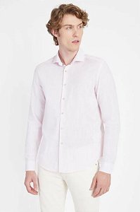 CAMISA MANGA LONGA SLIM FLAMÊ LISTRADA ROSA ARAMIS ML.05.0082