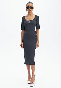 VESTIDO MANGA CURTA MIDI PRETO LP EASY 502VE008053