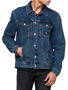 JAQUETA MASCULINA JEANS TRUCKER BORDADA JEANS CKJ CM3OC64OJ061