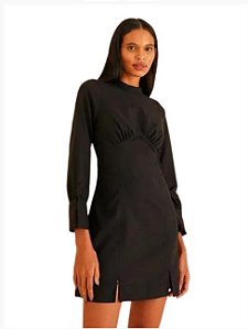 VESTIDO CURTO MANGAS RECORTE PRETO FARM 313230