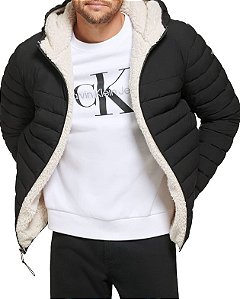 JAQUETA CKJ MATELASSE SHERPA PRETO PRETA CME55780