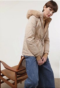 PARKA FEMININA FACINELLI DUPLA FACE BEGE 690107