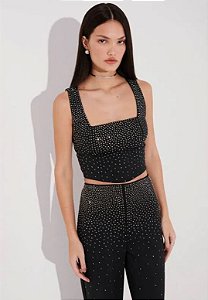 BLUSA CROPPED DECOTE QUADRADO CRISTAL PRETO MYFT 502BL006897